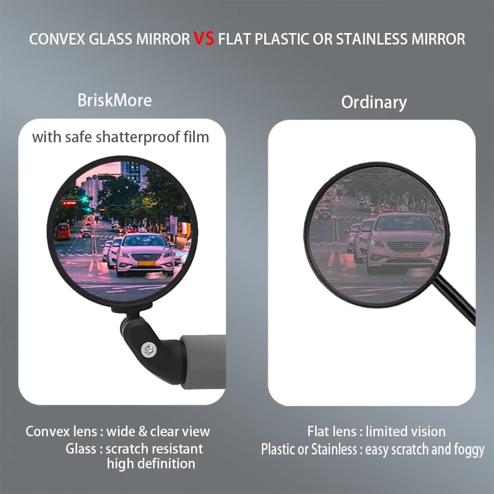 Bike Mirrors,Bike Bar End Mirror, HD Glass Convex Lens Bicycle Rearview Mirror, Safe Cycling Rearview Mirror, Easy to Install A: 3" for Flat or Drop Bar Bike 2PCS - Image 5