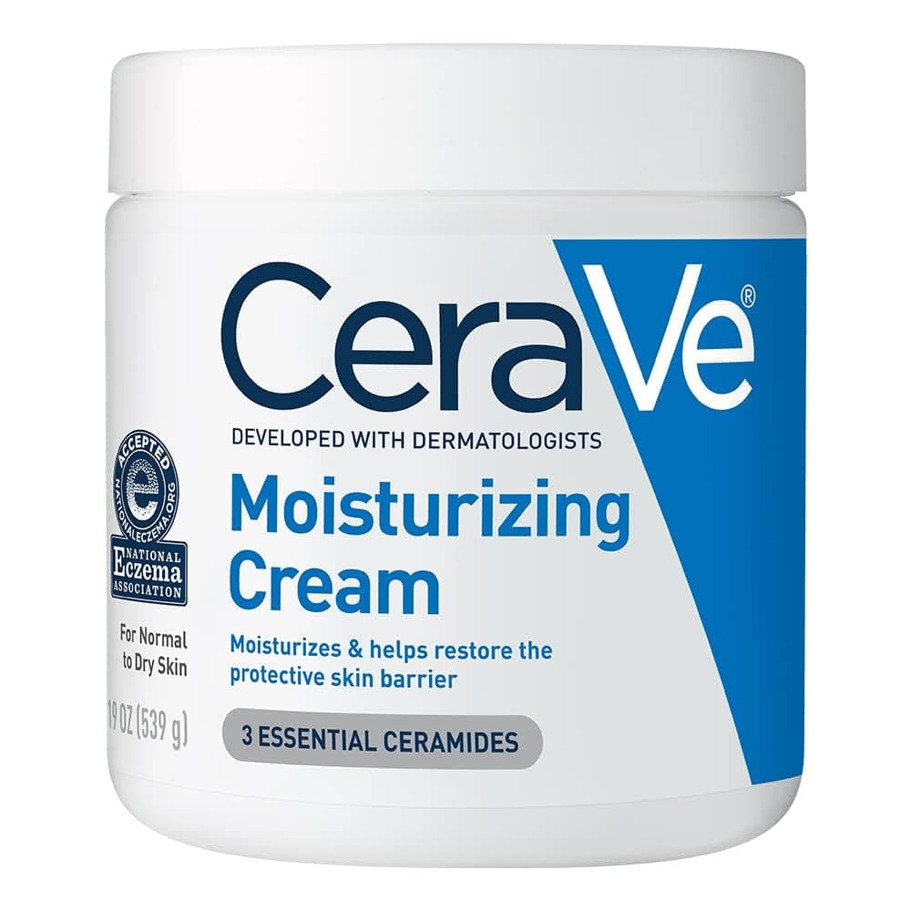CeraVe Moisturizing Cream, Body and Face Moisturizer for Dry Skin, Body Cream with Hyaluronic Acid and Ceramides, Daily Moisturizer, Oil-Free, Fragrance Free, Non-Comedogenic, 19 Ounce 19 Ounce (Pack of 1)