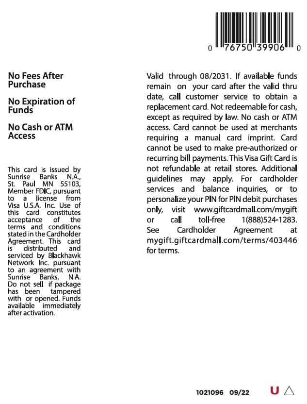 Visa $50 Balloons Gift Card (plus $4.95 Purchase Fee) - Image 2