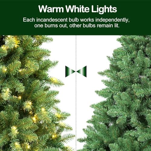 Hykolity 7.5 ft Prelit Christmas Tree, Artificial Christmas Tree with 450 Warm White Lights, 1450 Branch Tips, Metal Stand and Hinged Branches - Image 3