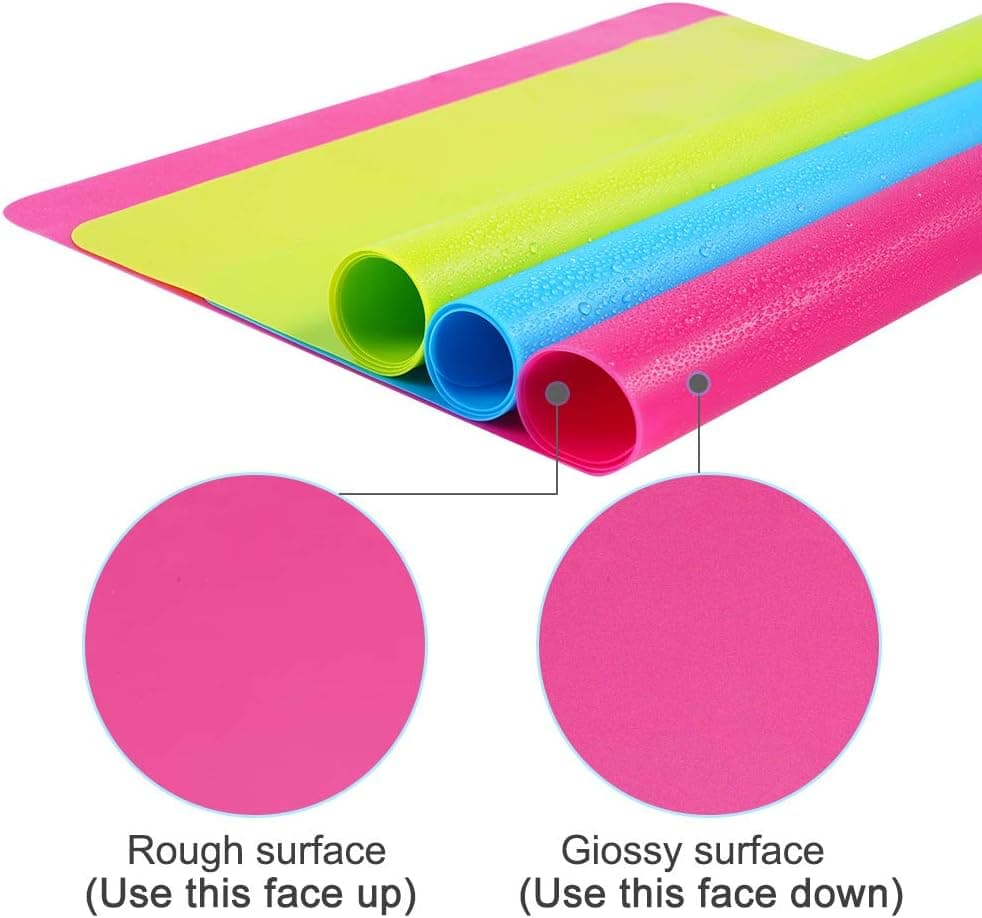 3 Pack Silicone mat Large Silicone Sheets for Crafts, Liquid, Resin Jewelry Casting Molds Mat, Silicone Placemat 15.7” x 11.8” (Blue & Rose Red & Green) - Image 3