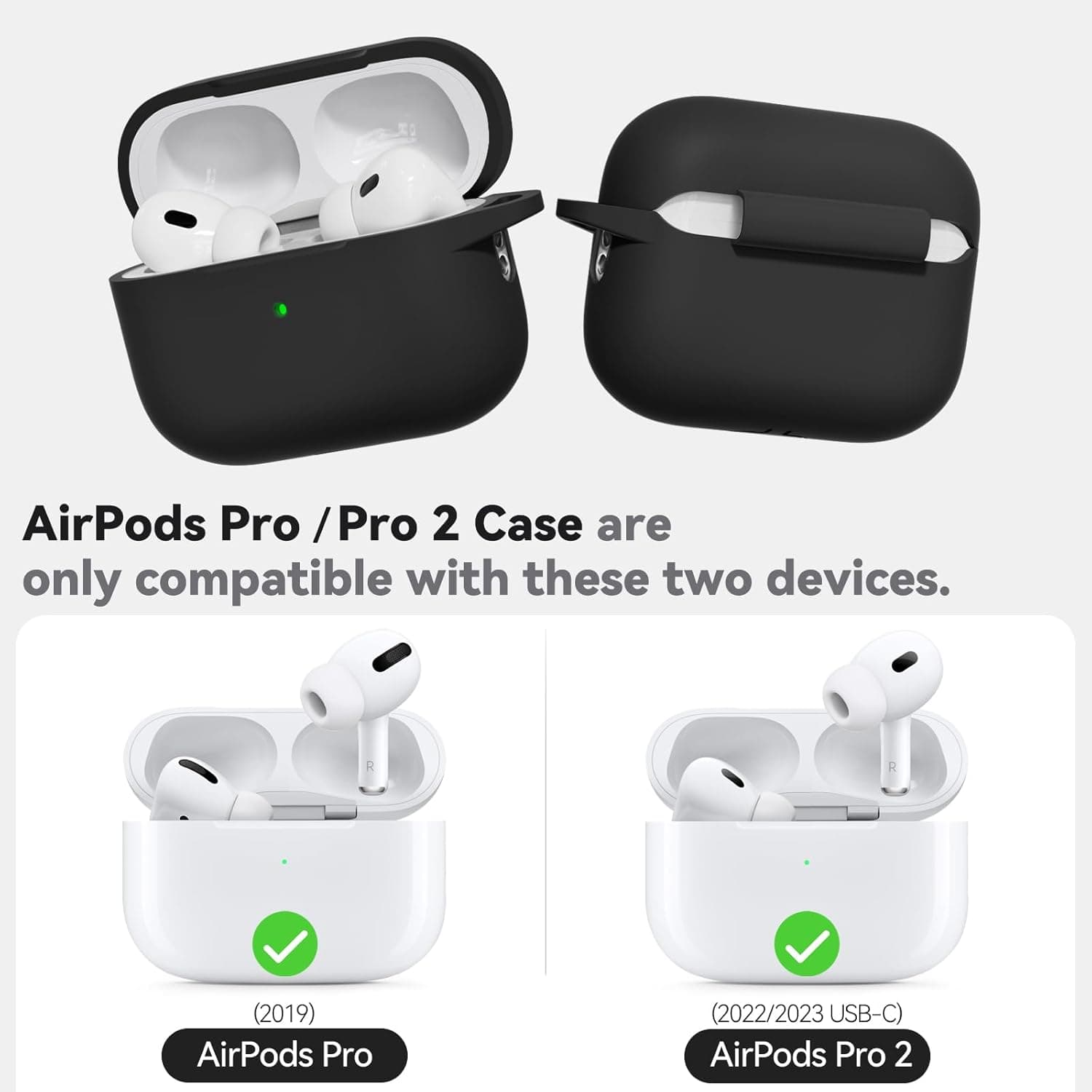 Ljusmicker for AirPods Pro Case Cover with Cleaner Kit,Soft Silicone Protective Cover for Apple AirPod Pro 2nd/1st Generation Case for Women Men,AirPods Pro 2/Pro Case Accessories with Keychain-Black - Image 8