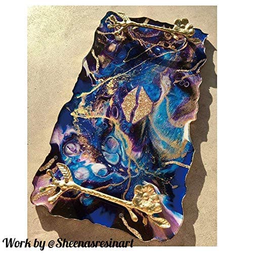 RESINWORLD 2 Size 14 inches XL Large Tray Silicone Molds Epoxy Resin Geode Tray Mold with Gold & Silver Handles DIY for Making Tray (Rectangle) - Image 5