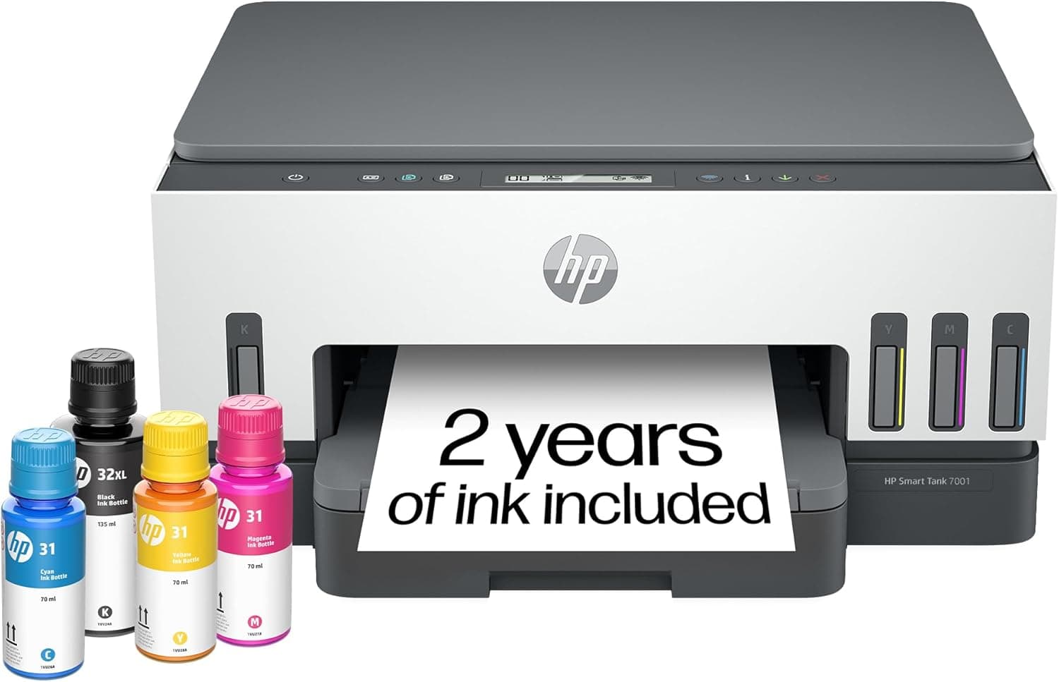 Impresora Todo-en-Uno Inalámbrica HP Smart Tank 7001, Escáner, Copiadora con 2 años de tinta incluida, Ideal para oficina en casa, Recargable, Impresora habilitada para IA, Impresora inalámbrica para uso doméstico (28B49A) - Image 2