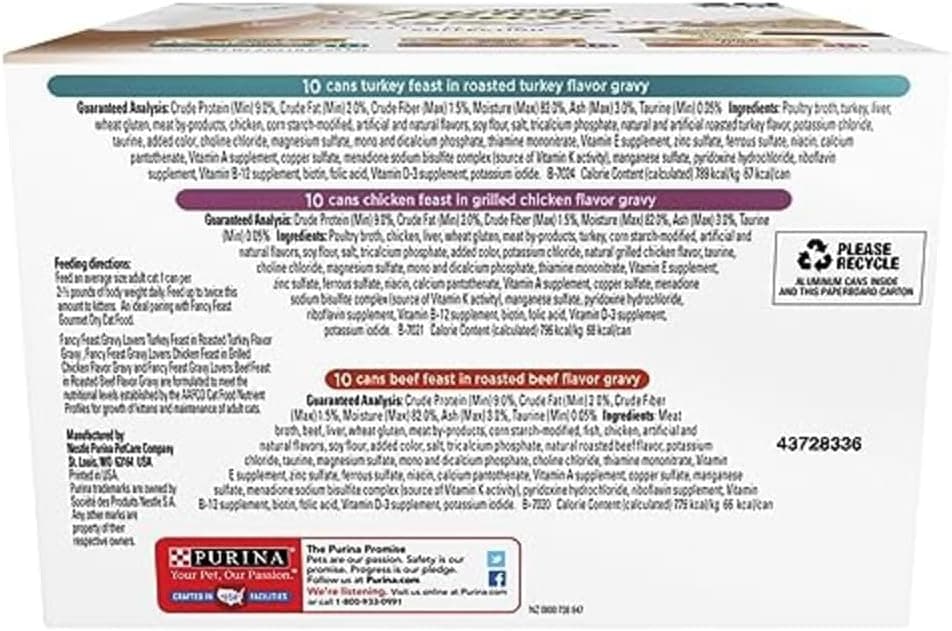 Purina Fancy Feast Gravy Lovers Poultry and Beef Grilled Gourmet Wet Cat Food Variety Pack - (Pack of 30) 3 oz. Cans Gravy Lovers Poultry & Beef Variety Pack 3 Ounce (Pack of 30) - Image 3