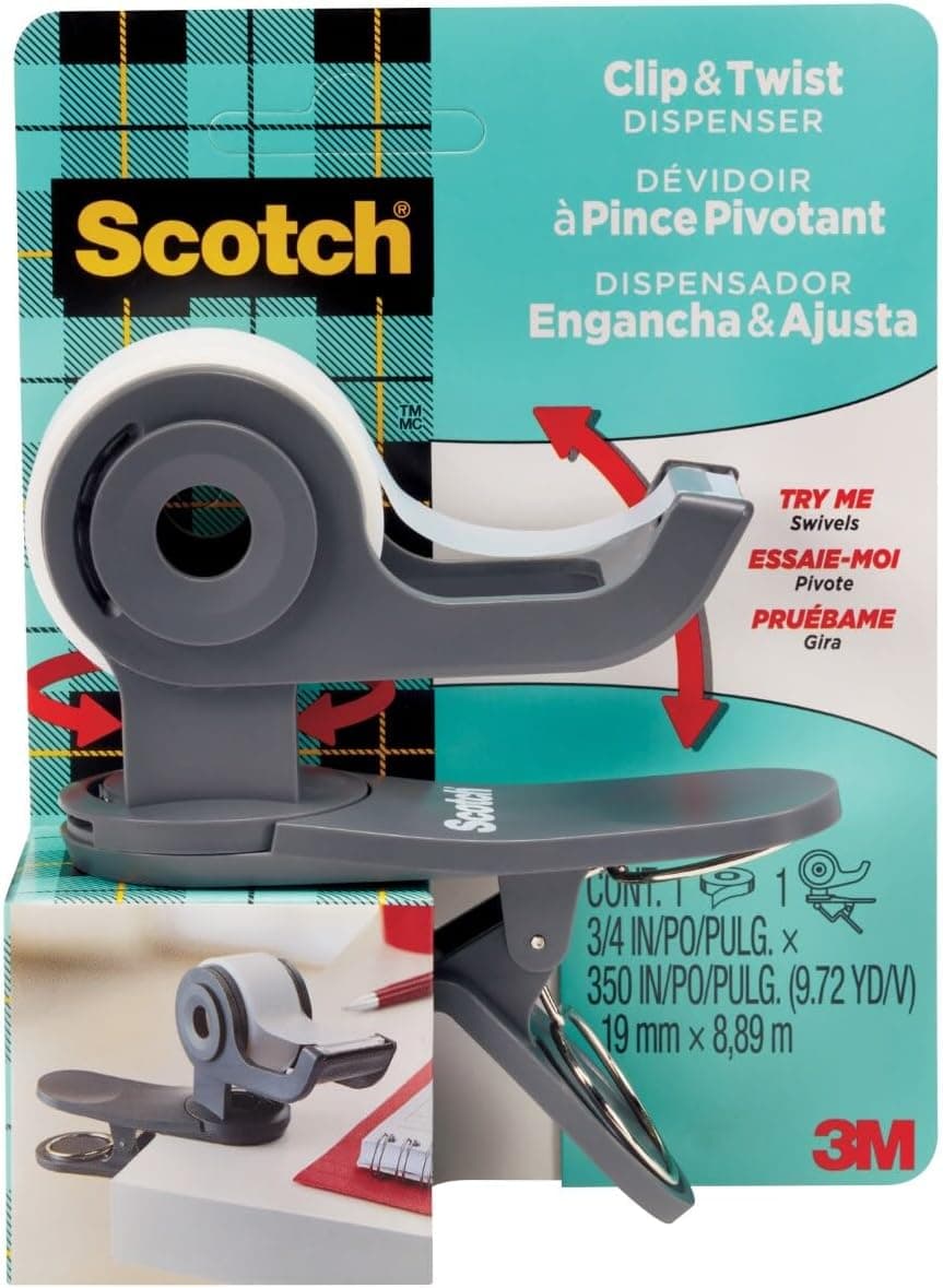 Scotch Desktop Tape Dispenser, Great for Gift Wrapping, 1 Dispenser (C19-CLIP-CCW) 1-Pack - Image 2