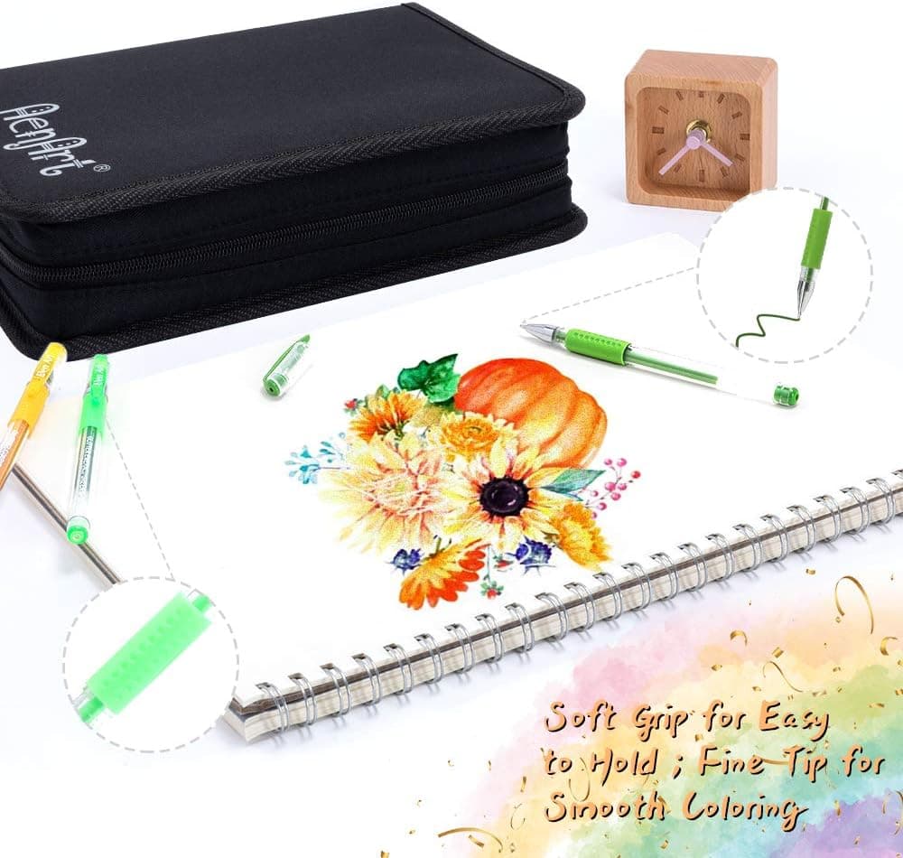 Aen Art Gel Pens for Adult Coloring Books, 160 Pack Artist Colored Gel Pen with 40% More Ink, Black Case. Perfect for Drawing Doodle Crafts Journaling Planner - Image 5
