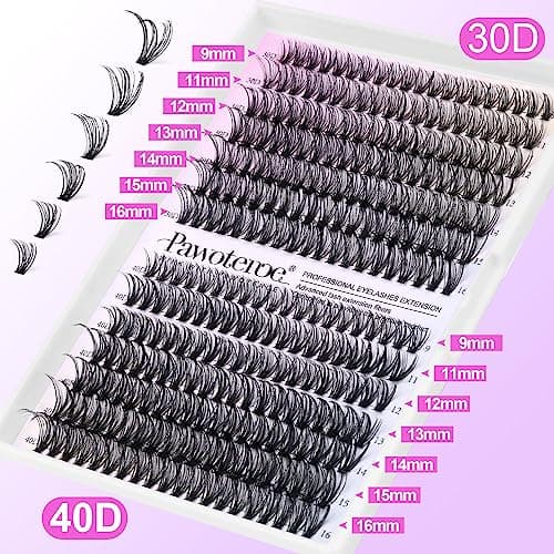 Pawotence Lash Extension Kit DIY 280pcs Lash Clusters Eyelash Extension Kit, 9-16mm 30D 40D Individual Lashes Kit with Lash Bond and Seal, Lash Tweezers for Self Use (30D&40D, 0.07D, 9-16mm, Kit) - Image 6