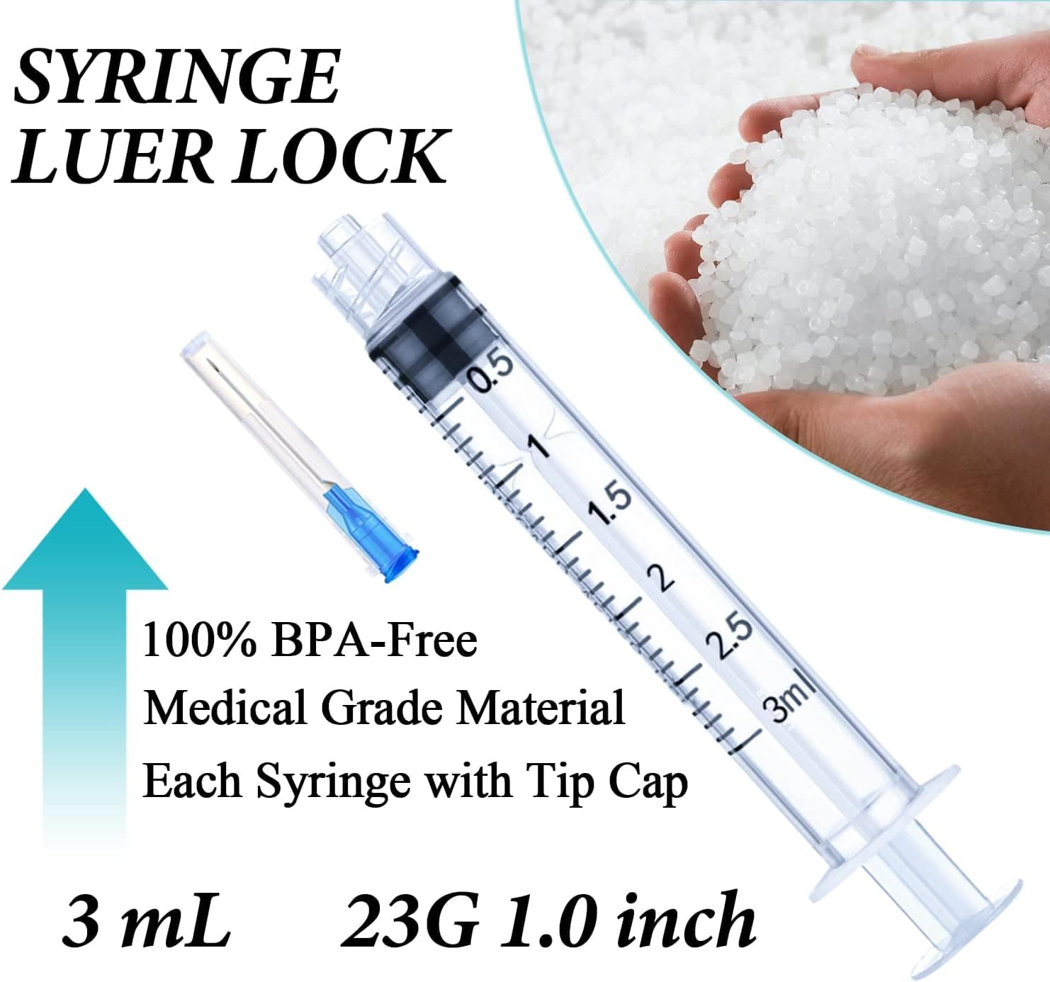 4 Pack 3ml Disposable Syringe with 23Ga 1.0 Inch, Luer Lock Syringes, Individual Sterilized Wrapped - Image 3