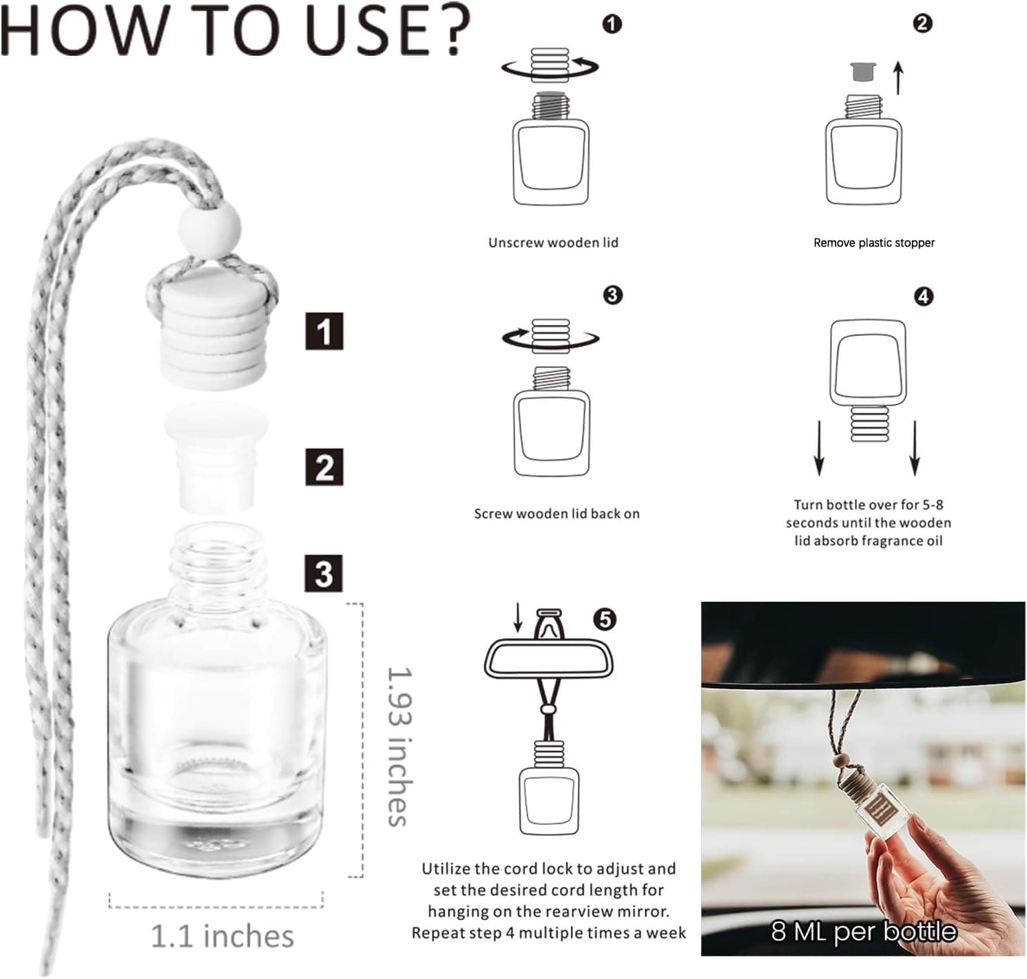 HoogaLife Car Air Freshener Diffuser 2 Pack Hanging Air Freshener Diffuser - Vanilla Cream Fragrance Oil Air D iffuser for Car, 45+ days Long Lasting Fragrance Made in USA C ar Air Fresheners (V54) - Image 7