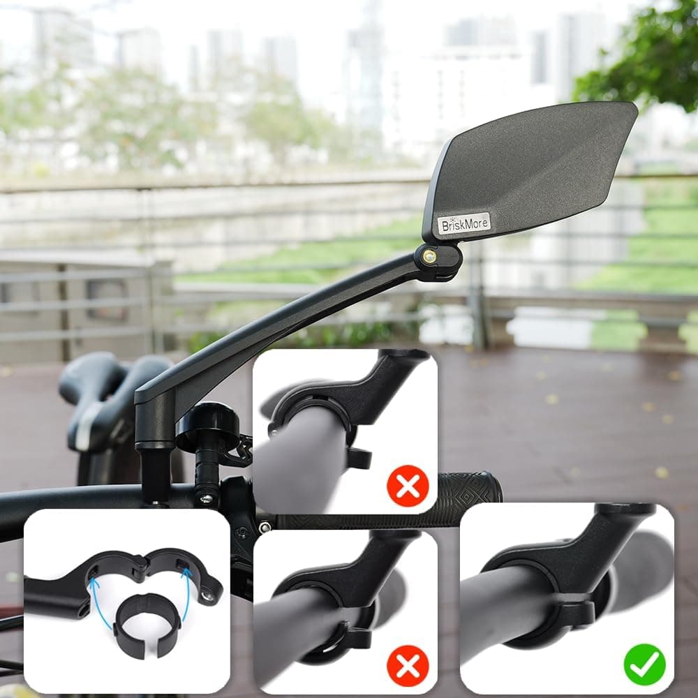 Handlebar Bike Mirror, Scratch Resistant Glass Lens, Ajustable and Rotatable Safe Rearview Bicycle Mirror A:Silver Lens for Left - Image 6