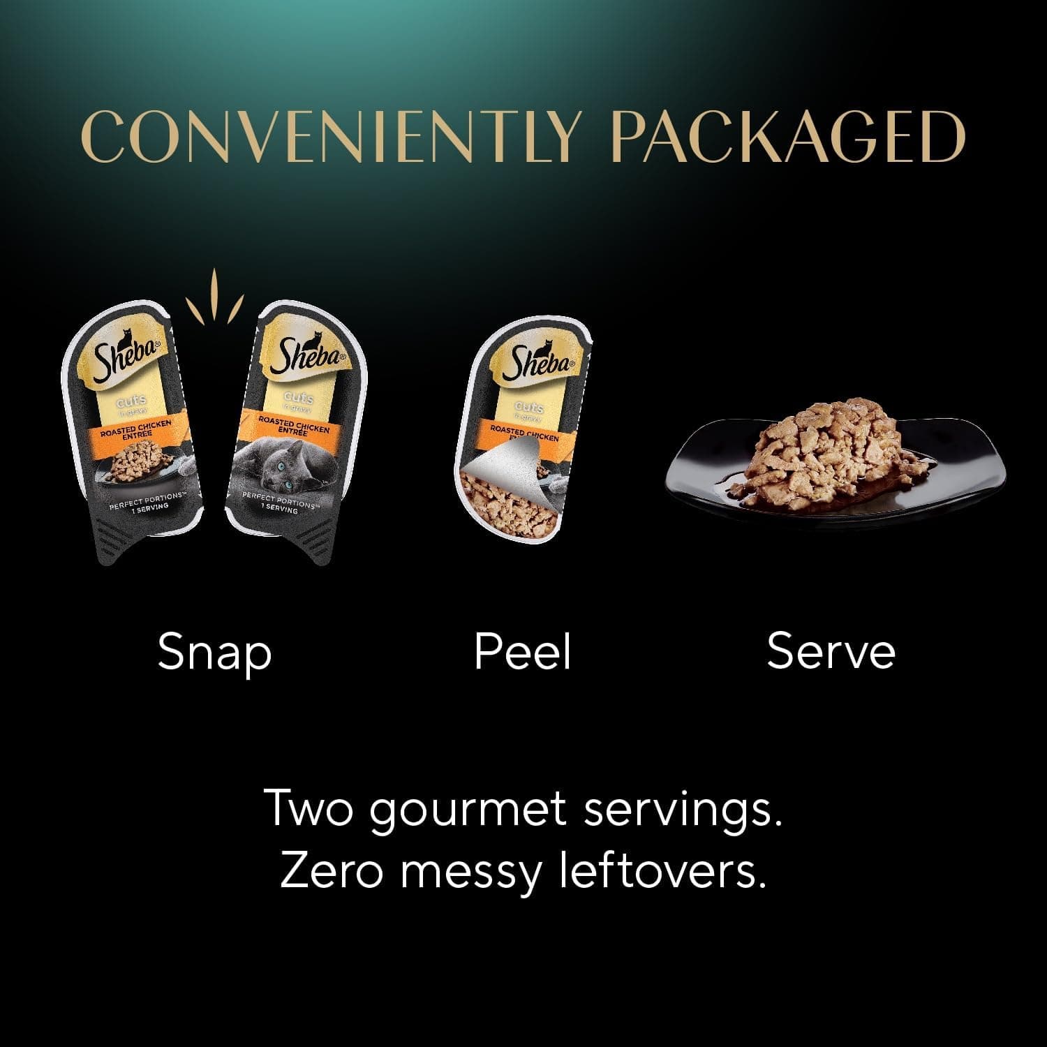 Sheba Perfect Portions Wet Cat Food Cuts in Gravy, Roasted Chicken Entree, with Sustainable Salmon, Tender Turkey Entree, 2.6 oz. Twin-Pack Trays (24 Count, 48 Servings) Chicken, Salmon & Turkey 24 Count (Pack of 1) - Image 9