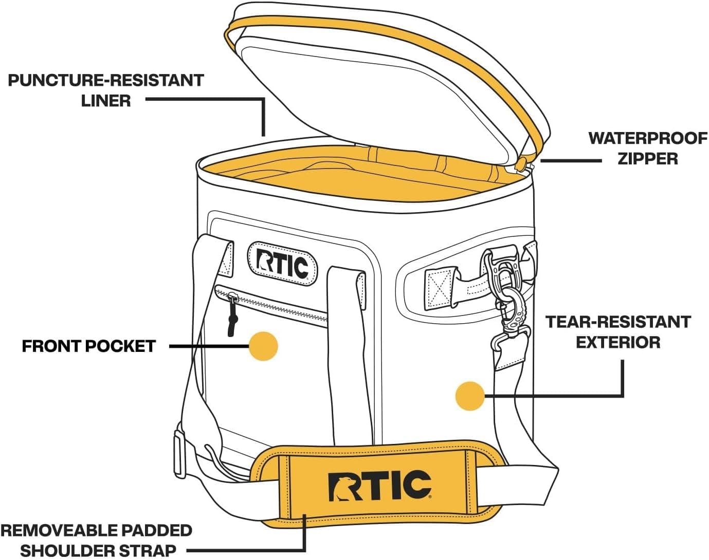 RTIC Ultra-Tough Soft Cooler 12 Can, Insulated Bag Portable Ice Chest for Lunch, Beach, Drink, Beverage, Travel, Camping, Picnic, Car, Trips, Floating Cooler Leak-Proof with Zipper Tan - Image 4