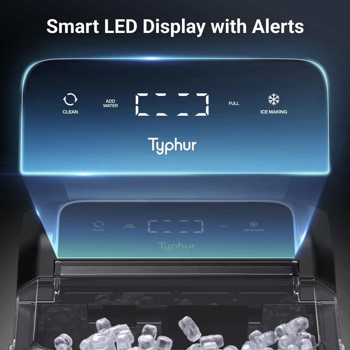 Typhur Fast Nugget Ice Maker Countertop with Self-Cleaning Pump, 35lbs/24H Crushed Pebble Ice Machine with Pellet Ice, 8 Packs Cleaner, Dual Ice Scoops for Home, Kitchen, Party, RV, Stainless Steel Piano Black - Image 7