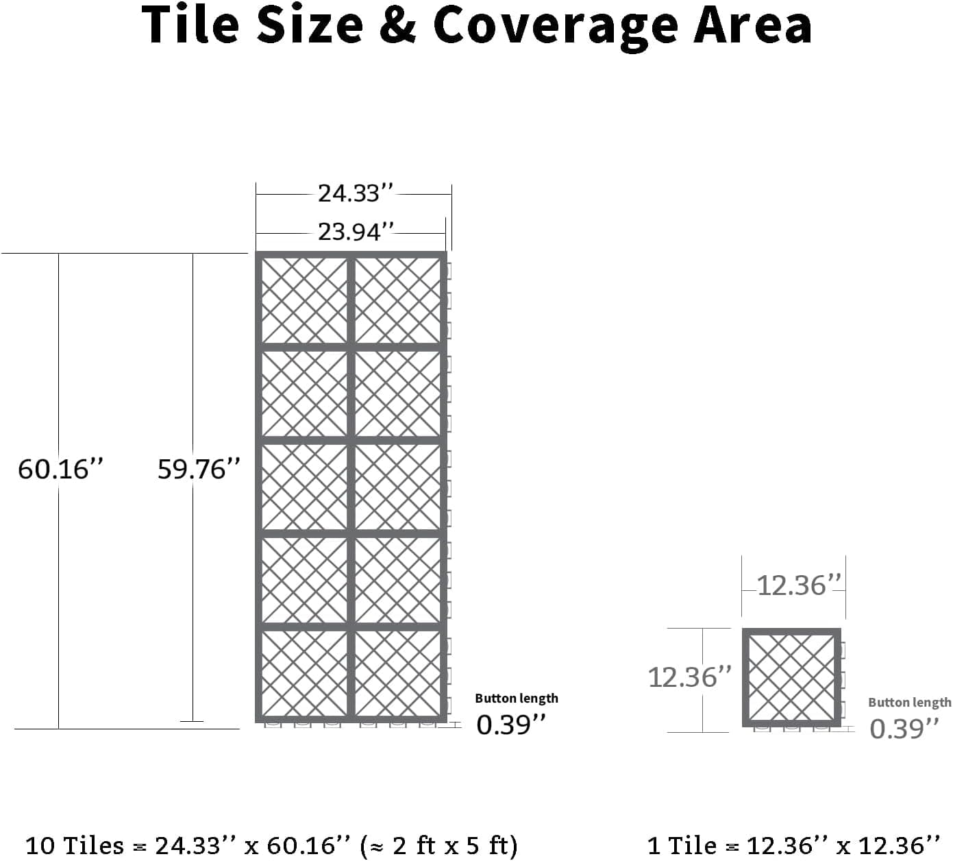 Fast-Drying Outdoor Decking for Garden, Kennel, Storage Shed, Basement, Garage, Patio, Bathroom, 10 PCS 12''x12''x0.59'' Heavy-Duty Interlocking Decking Tiles, Maximum Bearing Capacity up to 6613 LBs 12''x12''x0.59'' 10 pcs Grey - Image 3