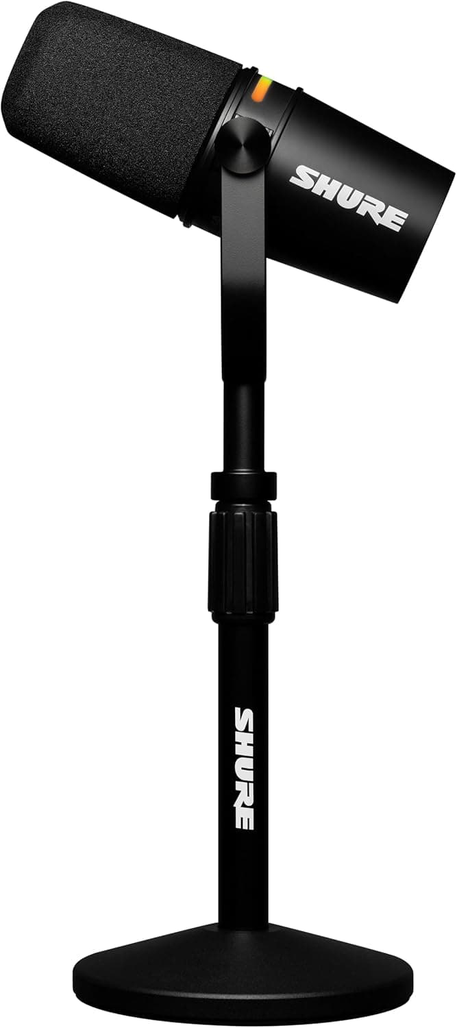 Shure MV7+ Podcast Dynamic Microphone with Stand – OBS Certified, Enhanced Audio, LED Panel, USB-C & XLR Outputs, Auto Level Mode, Digital Pop Filter – for Podcasting, Streaming, and Recording, Black Tripod - Image 9