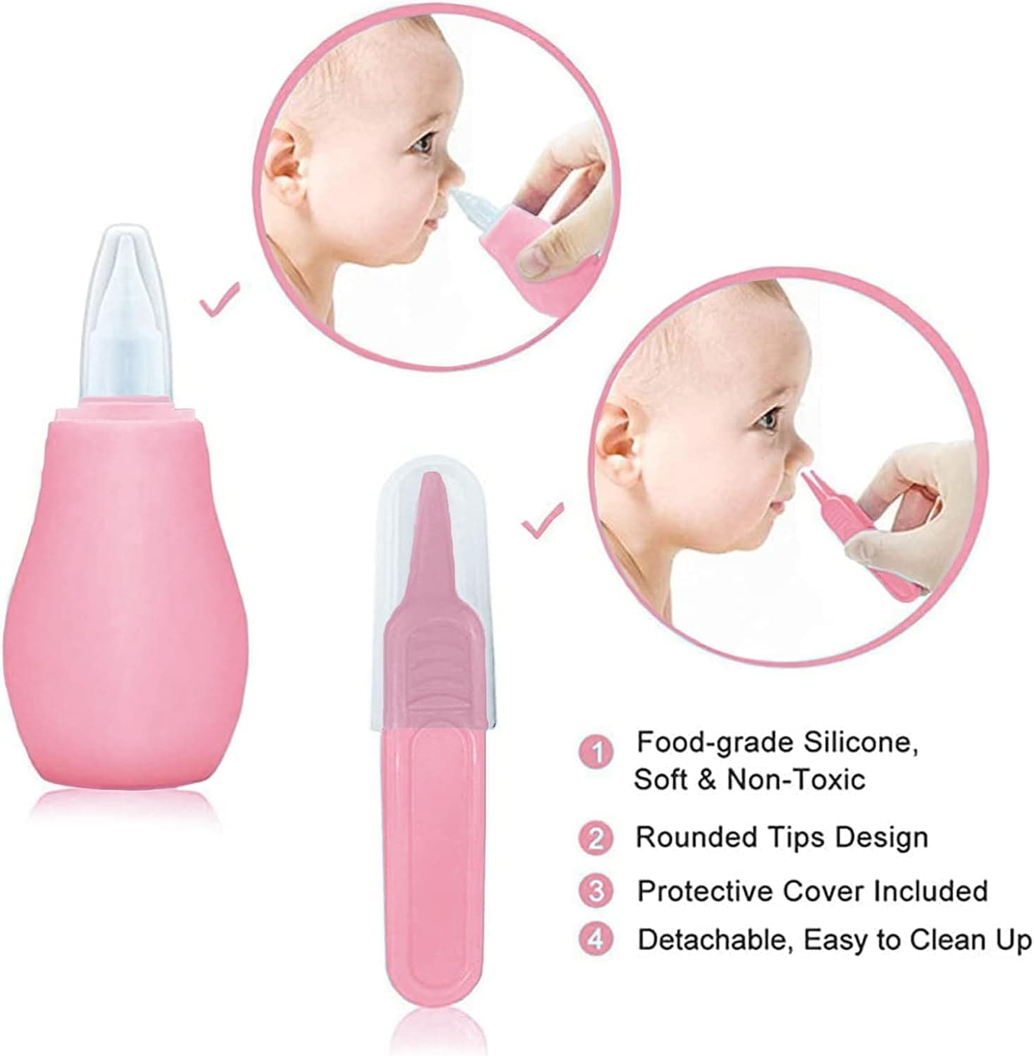 Baby Grooming Kit, Infant Safety Care Set with Hair Brush Comb Nail Clipper Nasal Aspirator,Baby Essentials Kit for Newborn Girls Boys (Pink Baby Grooming kit) Pink Kit+Pink Brush - Image 4