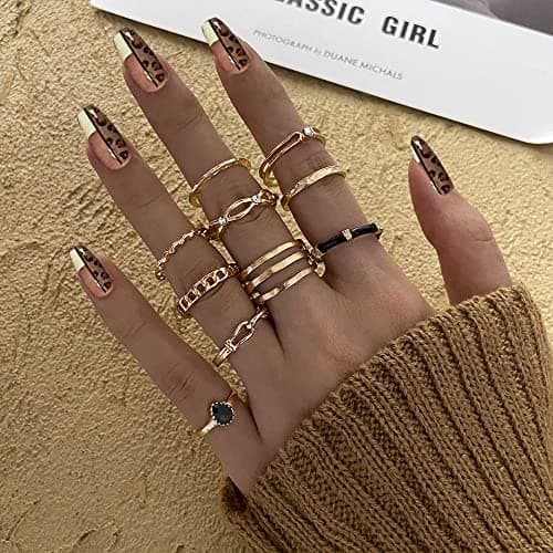 CONGYING 65 Pcs Gold Jewelry Set with 6Pcs Layered Necklace, 11 Pcs anklet and 7Pcs Earring Ear Cuff,11Hoop Earrings,15pcs Rings,15pcs stud earrings Jewerly set for Women Gift - Image 6