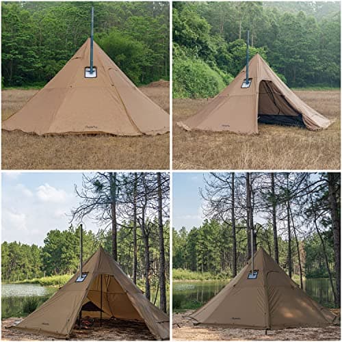 FIREHIKING Camping Hot Tent 4-8 Person Tipi Tent with Stove Jack for Bushcraft, Cooking and Heating - Image 6