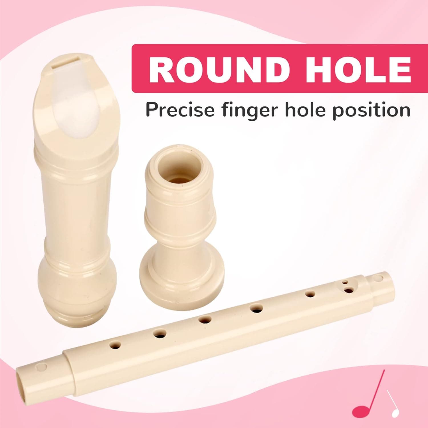 Instrumento de flauta soprano para niños y estudiantes - Flauta de 8 agujeros con digitación alemana, grabadores de descanto ABS para principiantes con varilla de limpieza y bolsa, beige - Image 3