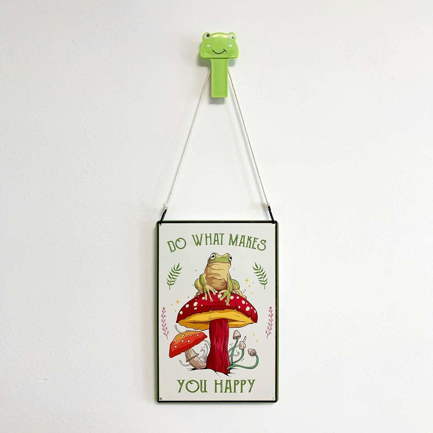 Funny Frog Mushroom Decor Metal Sign: Cute Cottagecore & Forest Decor for Bathroom, Kitchen, Bedroom, and Home, 12 x 8 Inch (247) Beige - Image 4
