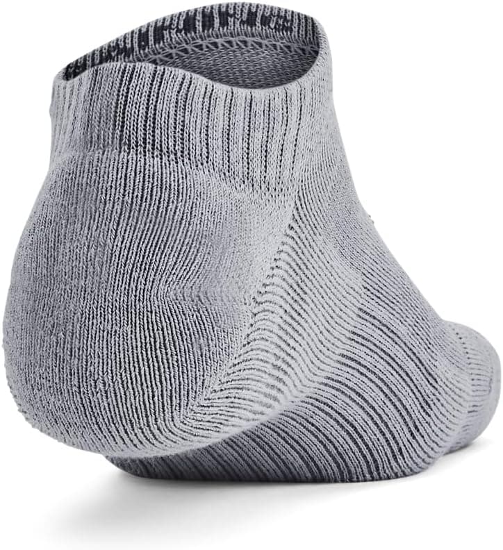 Under Armour Unisex-Adult Training Cotton No Show Socks 6 Pack Large (035) Steel / White / Black - Image 4