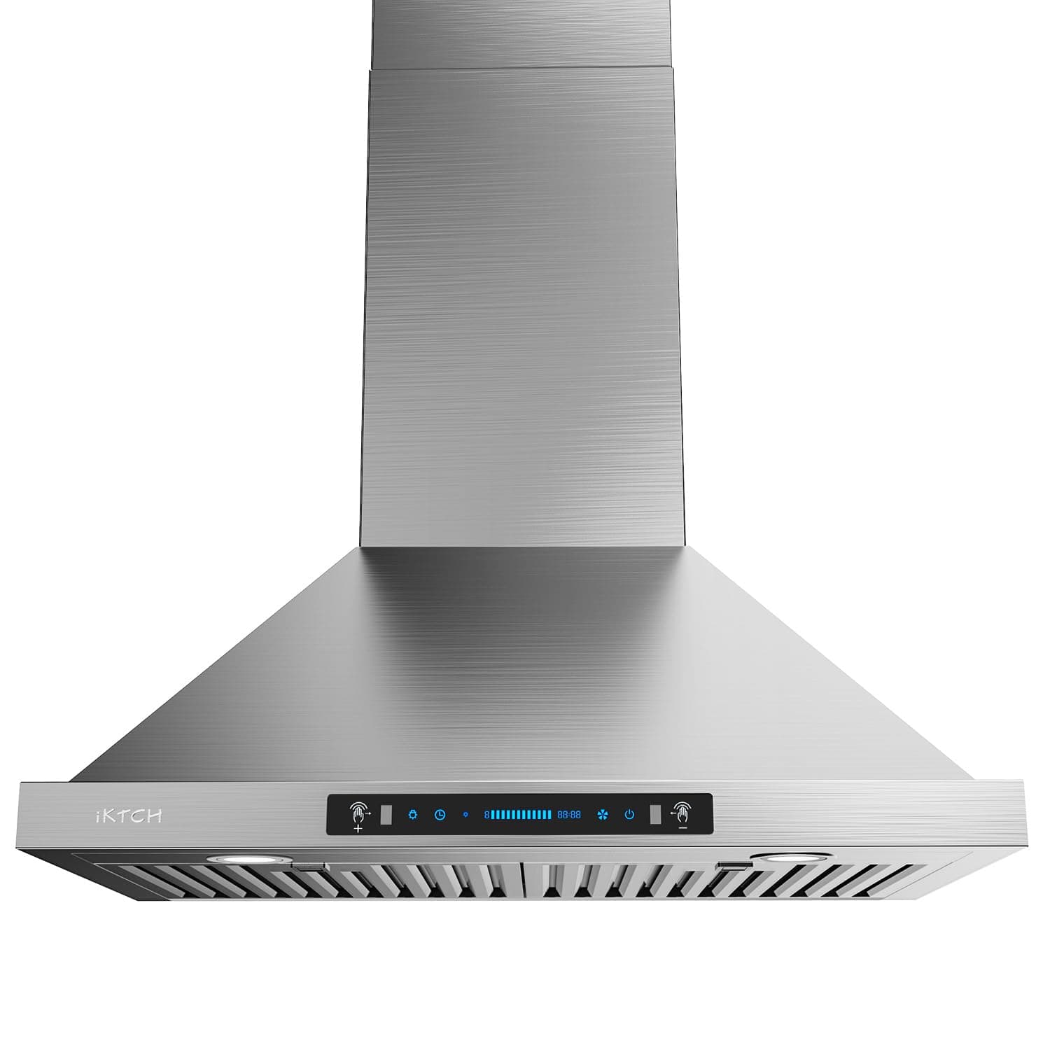 IKTCH 30-inch Wall Mount Range Hood 900 CFM Ducted/Ductless Convertible, Kitchen Chimney Vent Stainless Steel with Gesture Sensing & Touch Control Switch Panel, 2 Pcs Adjustable Lights(IKP02-30'') 30" 900CFM Stainless Steel