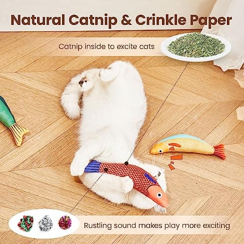 Potaroma Cat Toys Saury Fish, 3 Pack, Catnip Crinkle Sound, Soft and Durable, Interactive Kitten Kicker for Indoor Kitty Exercise 9.4 Inches for All Breeds - Image 4