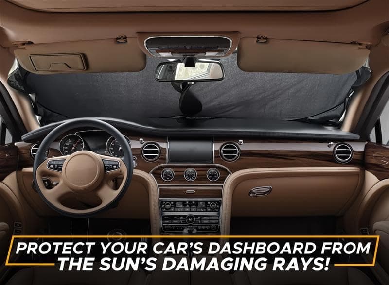 EcoNour Car Windshield Sunshade | Blocks 99% Heat & Keeps Interior Cool | Universal Fits Cars, SUVs, Trucks | Automotive Sun Screen, Visor & Car Accessories for Summer | Medium (64x32 Inches) - Image 8