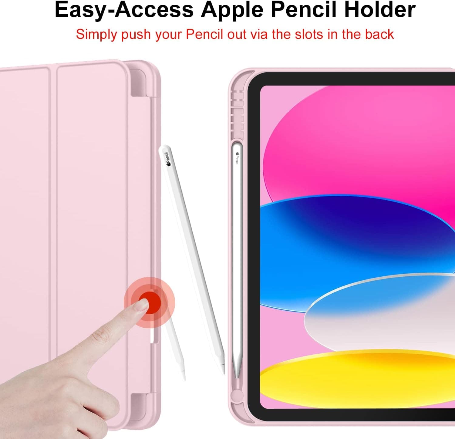 iMieet iPad (A16) Case/iPad 10th Generation Case [11-Inch 2025/10.9 Inch 2022] with Pencil Holder, Trifold Stand Smart Cover with Soft TPU Back,Auto Wake/Sleep(Pink) - Image 6