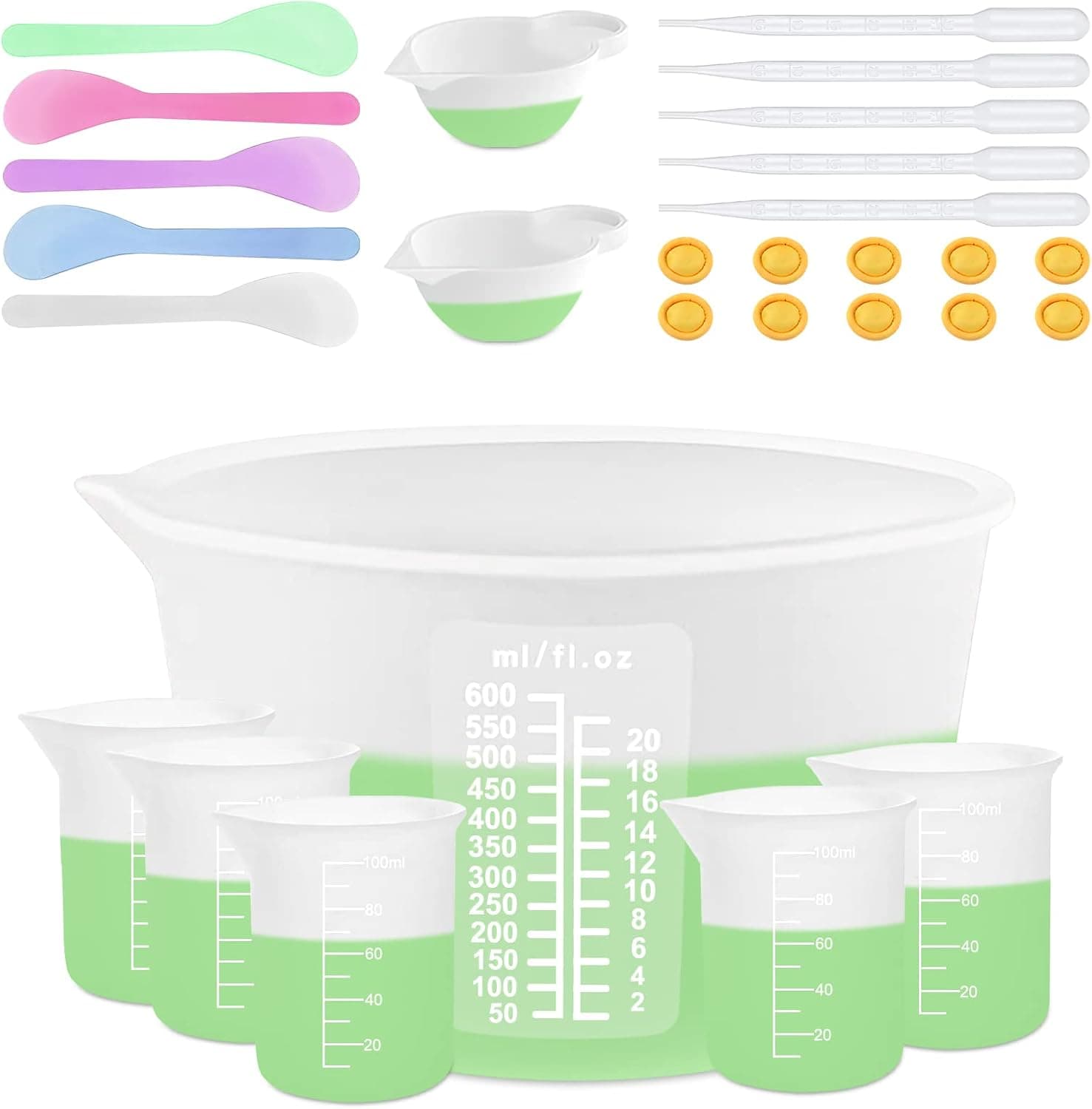 Silicone Measuring Cups for Resin Supplies - Kit With 600ml & 100ml Mixing Cups and Tools for Molds, Epoxy, Cooking, Casting Moulds, Jewelry Making - Image 2