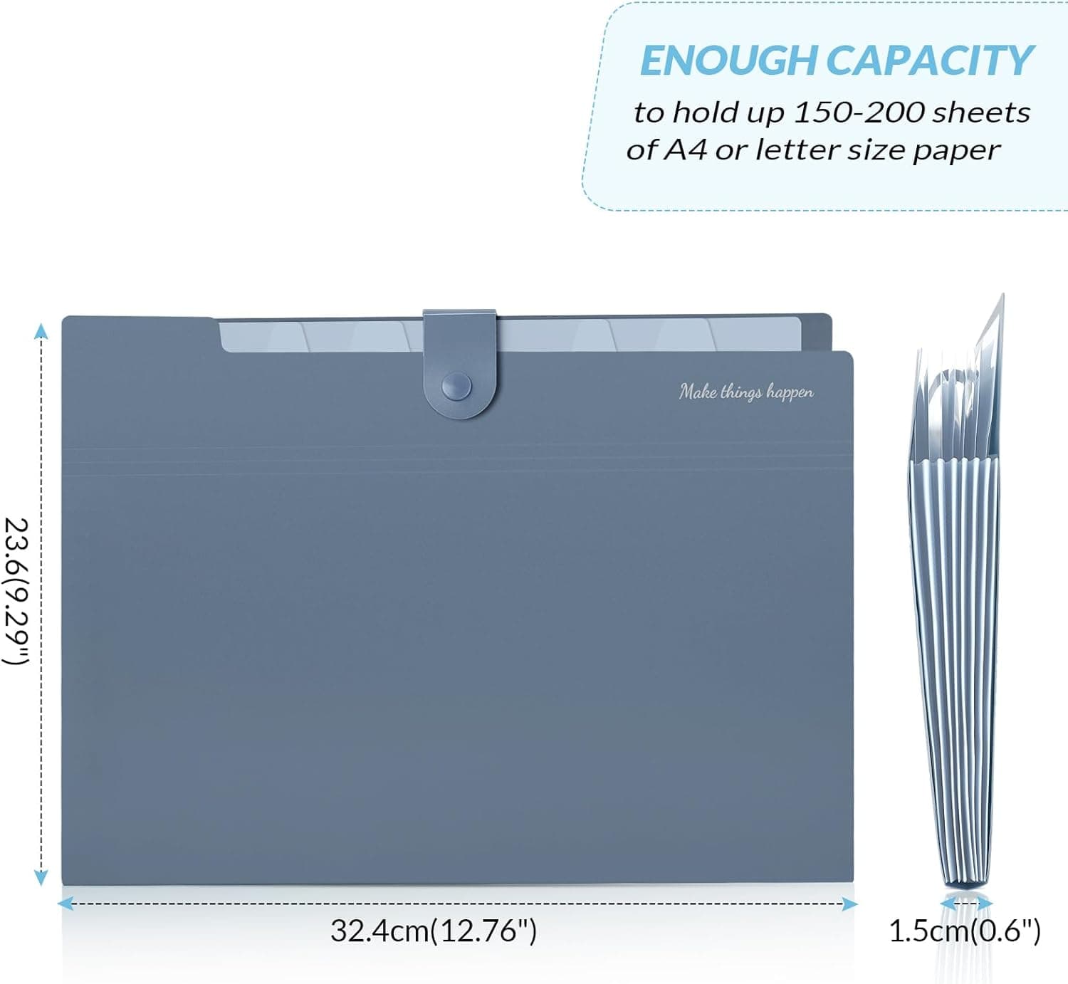 SKYDUE Expanding File Organizer with 8 Pockets, Accordion File Folders with Labels, Portable Document Paper Bill Receipt Organizer, Home College School Office Supplies, Letter Size, Blue Haze Blue - Image 5
