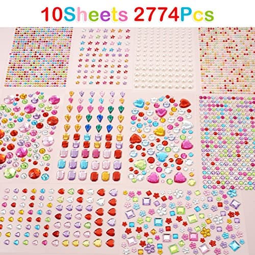2774pcs Gem Stickers Jewels for Crafts - Self Adhesive Rhinestone Jewel Stickers, Stick on Gems Rhinestones for Crafts, Acrylic Bling Heart Stickers, Craft Supplies for Kids - Image 3