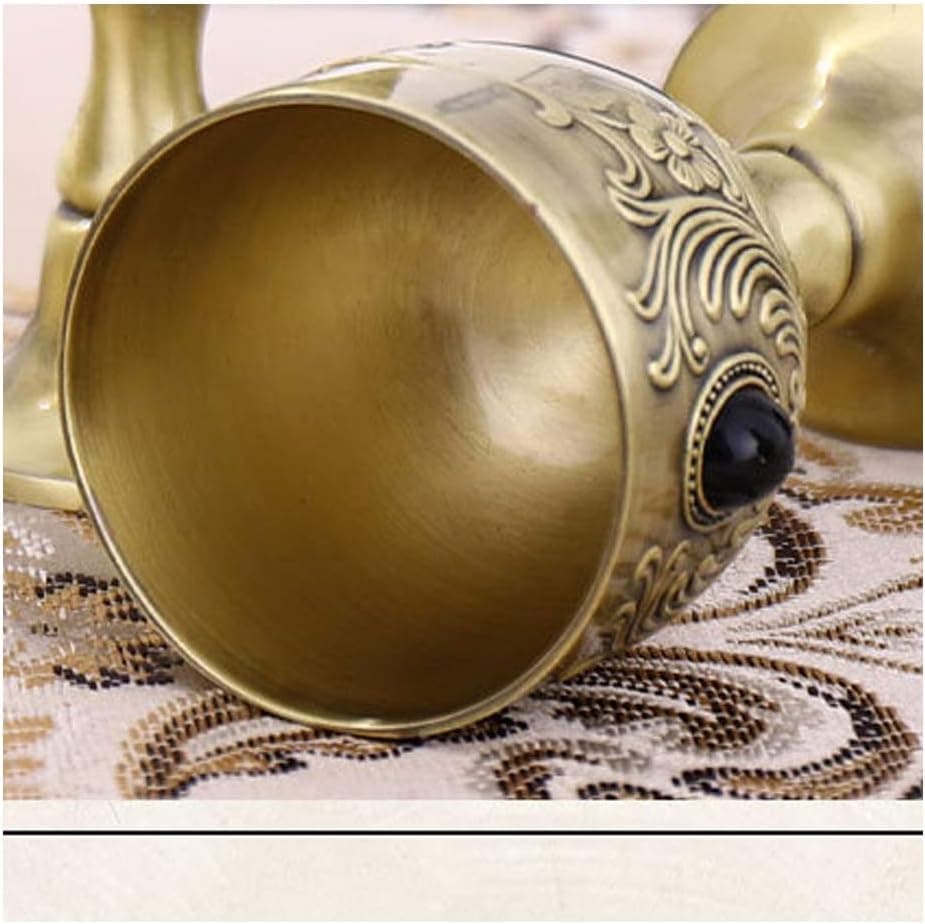 VIDAYA Calice Goblet, Fabriqué à la main Vintage en Cuivre Pur avec Motif de Fleurs Gravé, Tasse en Cuivre Métallique Embossée, Goblet Médiéval Gothique 1.7oz 1-Pack 3.1x1.5inch/8x4cm - Image 5