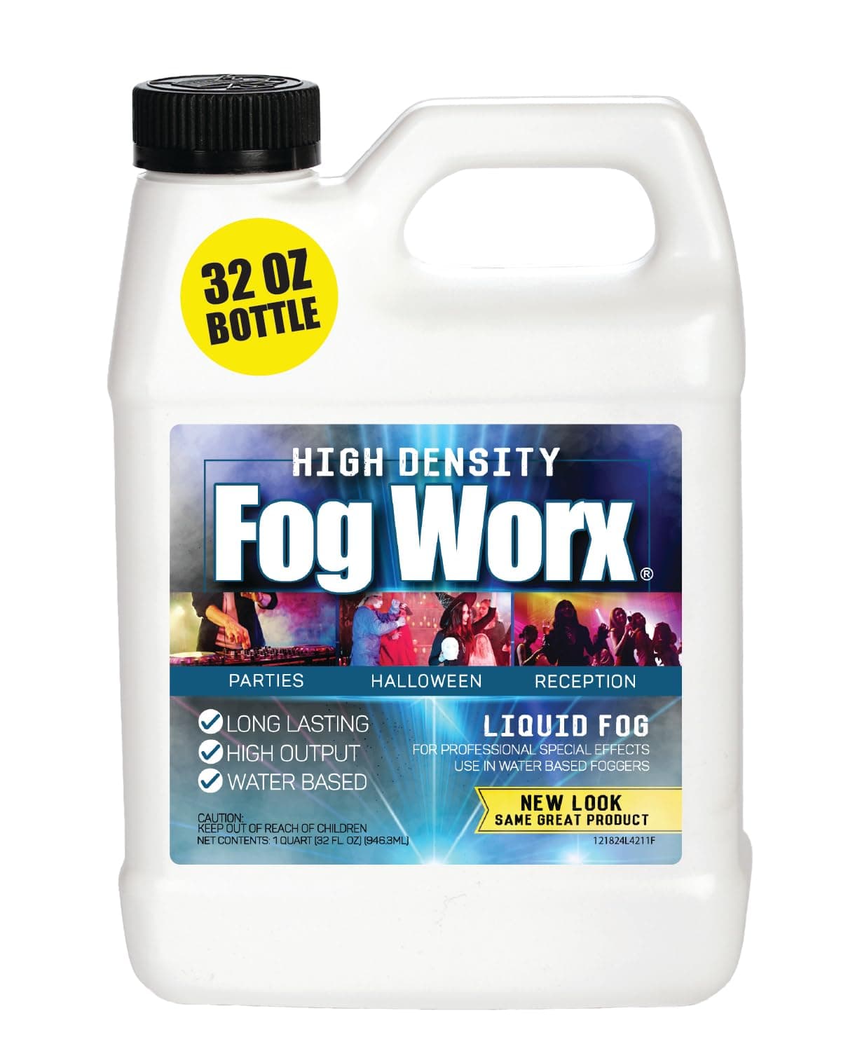 FogWorx Extreme High Density Fog Juice - Quart – 32 Fluid Ounces of Long Lasting, High Output, Odorless Water Based Machine Fluid for 400 to 1500 Watt Machines HD Quart