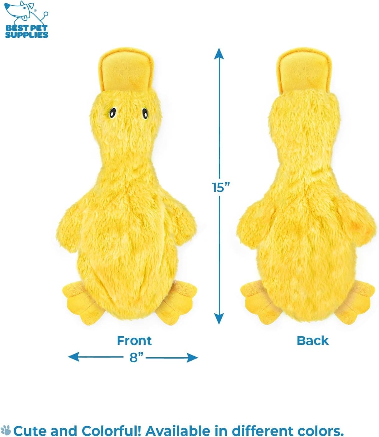 Best Pet Supplies Interactive Squeaky Dog Chew Toy, Ideal Dog Toys for Chewers, Small, Medium & Large Dogs, and Fetch Lovers - Crinkle Duck (Yellow), Large Crinkle Duck (Yellow) Large - Image 5
