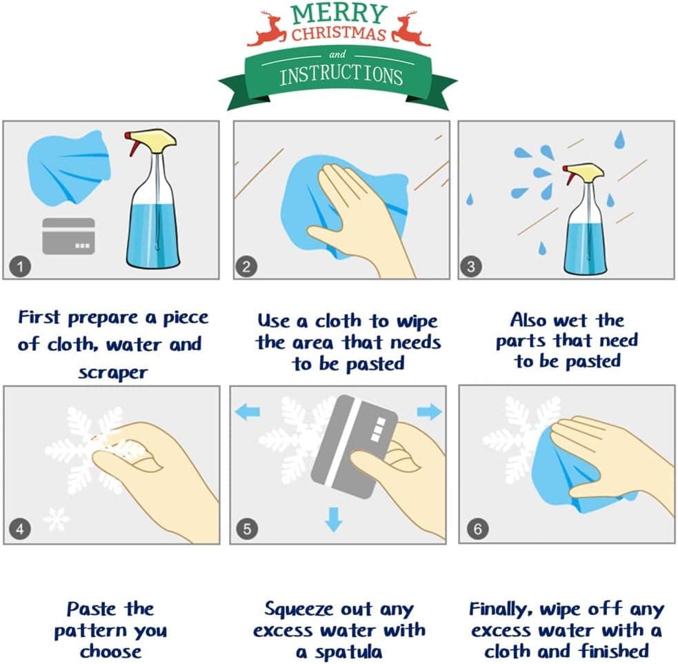 XIMISHOP 82PCS Christmas Snowflake Window Clings Stickers for Glass, Xmas Decals Christmas Decorations Indoor Holiday Snowflake Santa Claus Reindeer Decals for Party - Image 8