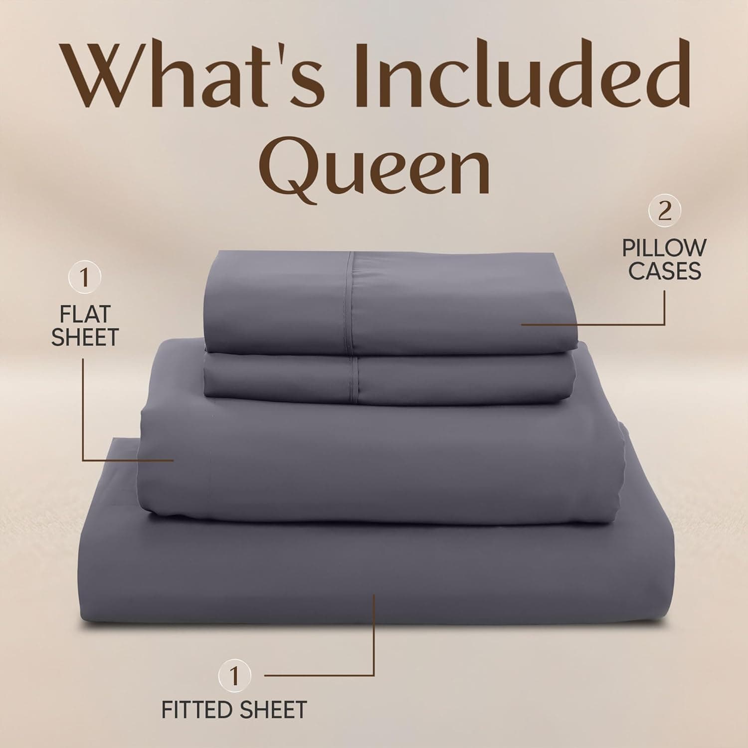 Juego de Sábanas Utopia Bedding Tamaño Queen – Juego de 4 Piezas, Microfibra Suave y Transpirable, Incluye 1 Sábana Ajustable, 1 Sábana Plana y 2 Fundas de Almohada – Oeko Tex (Gris) Queen Gris - Image 3