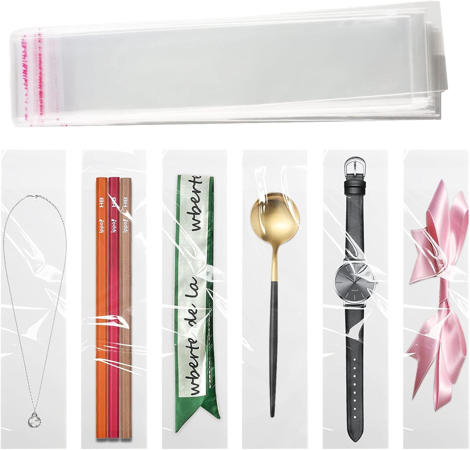 SUREHOME Pretzel Rod Bags 200 Pcs 2x8 In Clear Self Sealing Cellophane Bags for Chocolate Covered Pretzel Stick Individual Resealable Plastic Cello Bag for Party Favors Candy Treats Popsicle Packaging clear 2"x8" - Image 6