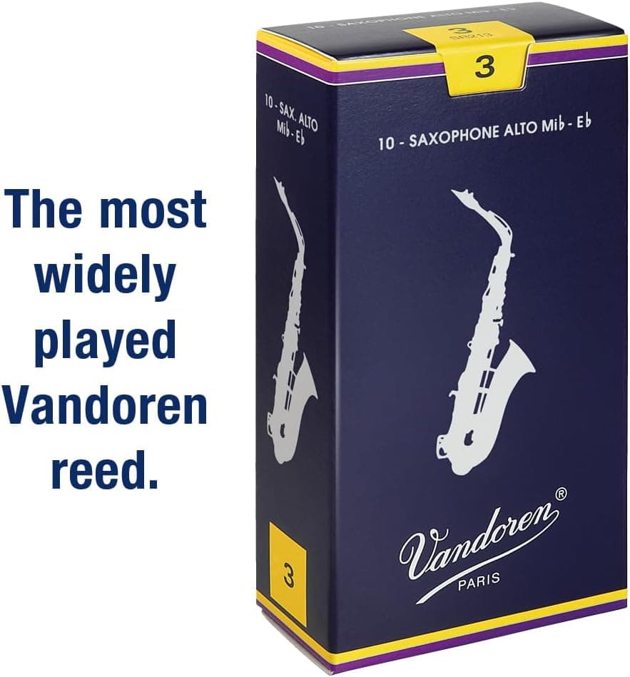 Vandoren SR213 Alto Sax Traditional Reeds Strength 3; Box of 10 Strength 3 Alto Saxophone Reeds - Image 3
