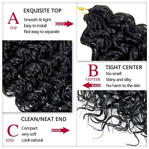 8 Packs Curly Crochet Hair GoGo Curl Crochet hair for Women Natural Black Deep Wave Braiding hair,Synthetic Bohemian Crochet Braid Water Wave Crochet hair Extensions(18inch, 1B) - Image 4