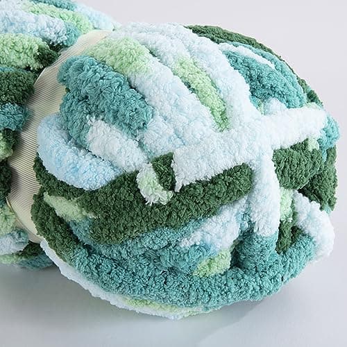 HOMBYS 8 Pack Giant Chunky Yarn for Crocheting,Super Bulky Large Soft Fluffy Yarn,Tie Dye Plush Fuzzy Yarn,Mixed Color Thick Chenille Yarn for Hand Knitting/Arm Knitting (Mint, Teal, Green) - Image 9