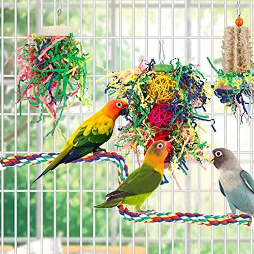 Foraging Toys Parakeet Chewing Hanging Toy Shredded Paper Bird Cage Accessories for Conure Cockatiel Budgies Lovebird Parrotlet - Image 2