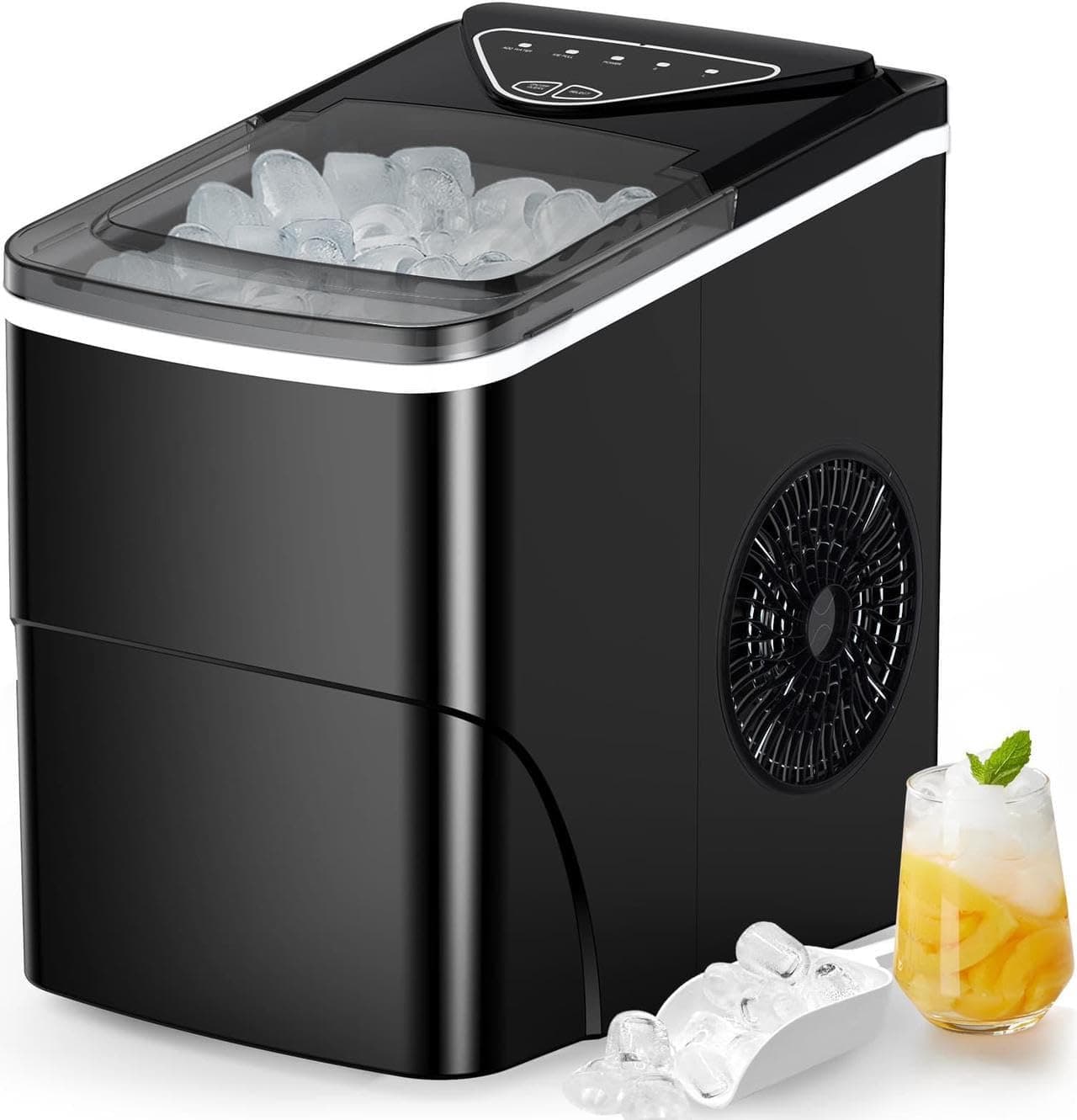 Totnz Countertop Ice Maker Machine, 26lbs in 24Hrs, 9 Ice Cubes Ready in 6 Mins, Auto-Cleaning Portable Ice Maker with Basket and Scoop, for Home/Kitchen/Camping/RV Ink Black 26lbs
