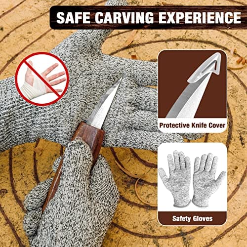 Wood Carving Kit, 23pcs Wood Carving Tools with 4 Wood Carving Knives 5 Detail Knives 9 Blocks, Whittling Kit DIY Hobbies for Adults - Image 6