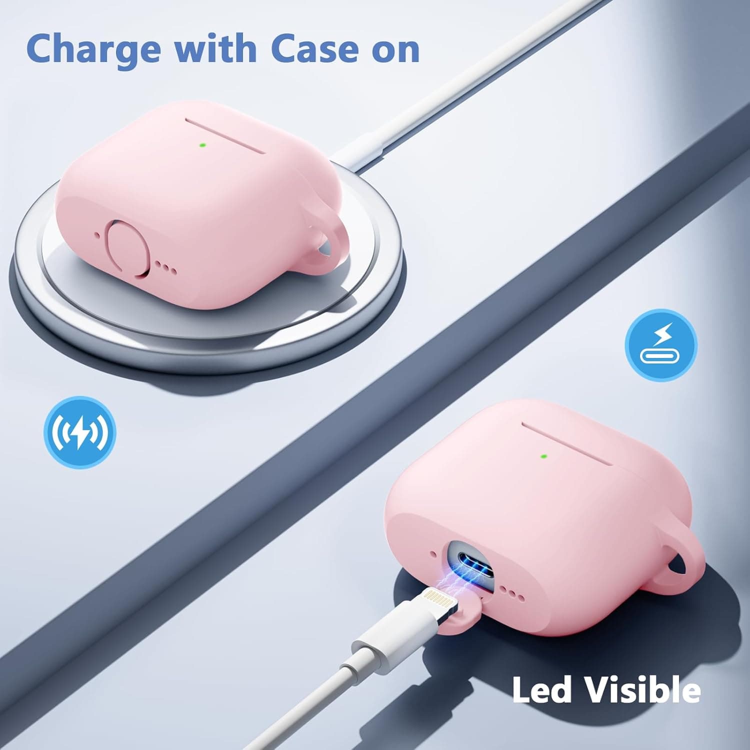 for Airpods 4th Generation Case Cover(2024),Soft Silicone Full Protective Case for AirPods 4 Case with Keychain & Cleaner Kit,Compatible with Apple Airpods 4 for Women,Men（Lightpink） - Image 6