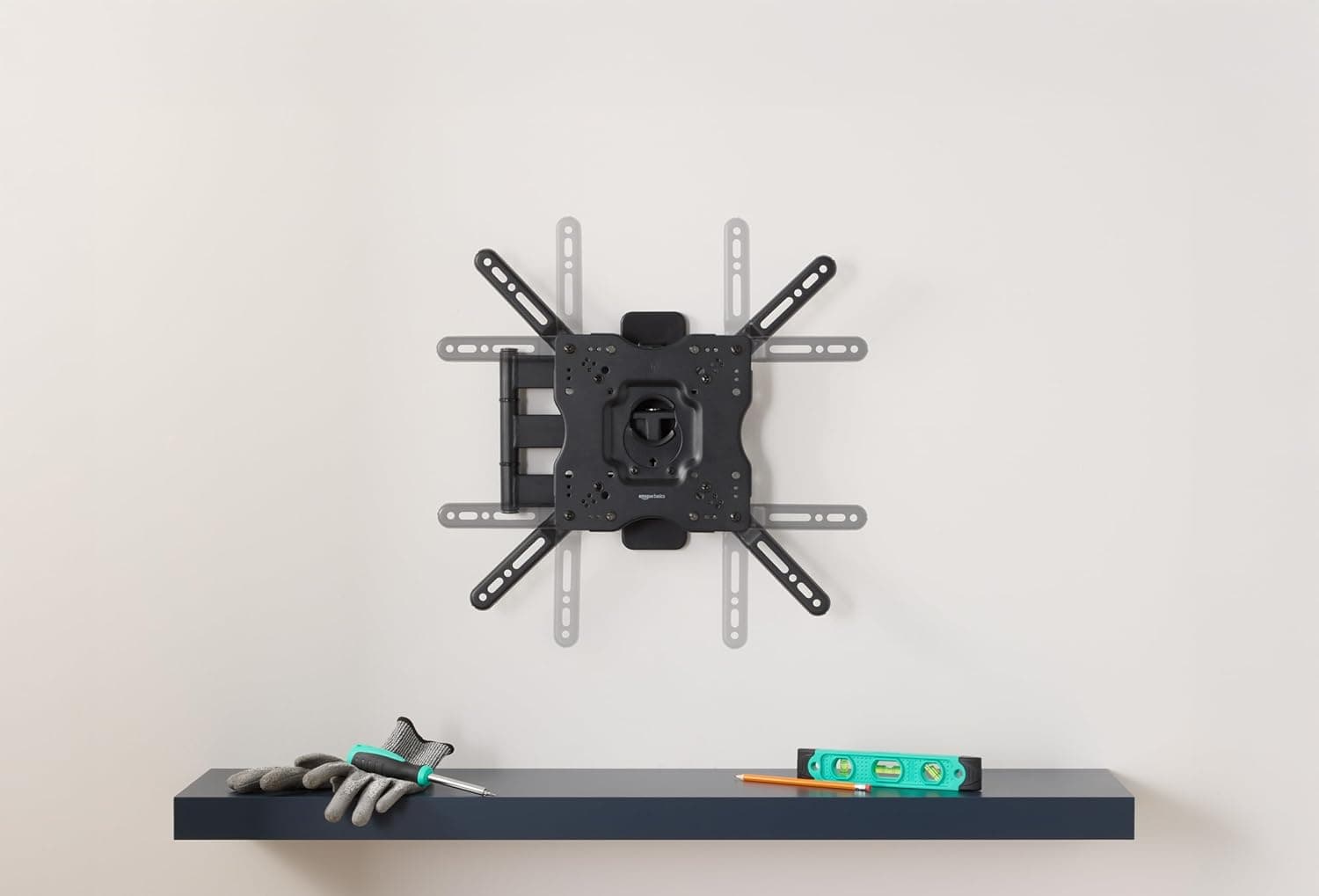 Amazon Basics Full Motion Articulating TV Wall Mount, with Swivel and Tilt, for 26" to 55" TVs and Flat Panels up to 80 Lbs, VESA Compatible, Black 26" to 55" Full Motion Articulating - Image 7