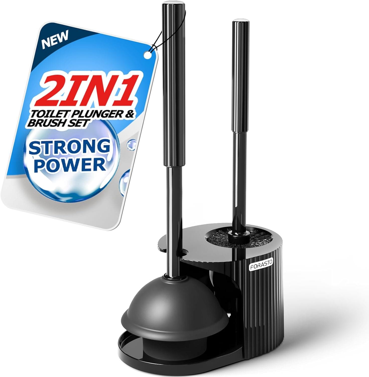 2 in 1 Toilet Plunger and Brush Set，Extended Handle Plunger，Toilet Bowl Brush Plunger Set, Bathroom Cleaning Tools ，Toilet Brush Plunger Combo，Cleaning Brush，Bathroom Cleaning Supplies Black 1Pack - Image 2