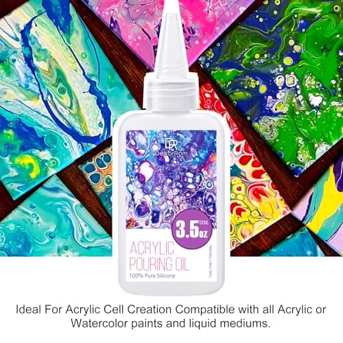 Silicone Pouring Oil - 7 Ounce 100% Silicone Acrylic Pouring Oil for Dramatic Cell Creation, Acrylic Paint Pour - Silicone Oil for Medium Compatible with Painting Acrylic, Watercolor, Cell Activator - Image 4