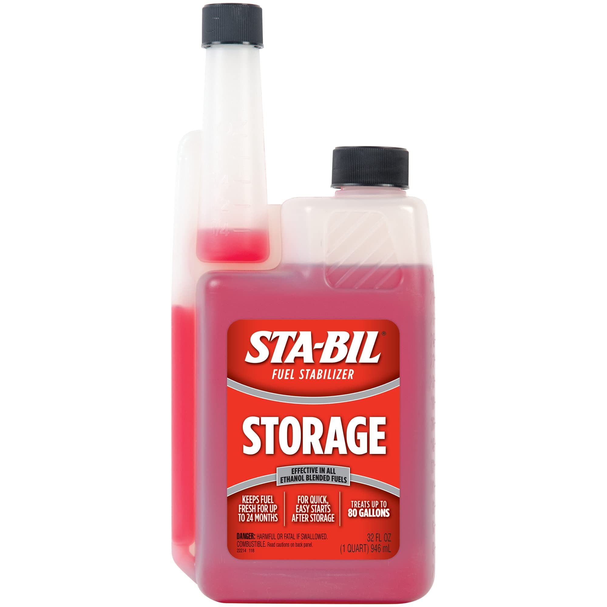 STA-BIL Storage Fuel Stabilizer | Keeps Fuel Fresh for 24 Months, Prevents Corrosion, Gasoline Treatment Fuel Additive that Protects Fuel System, Gas Stabilizer for Fuel Storage, 32 oz. 32 Fl. oz., red Single